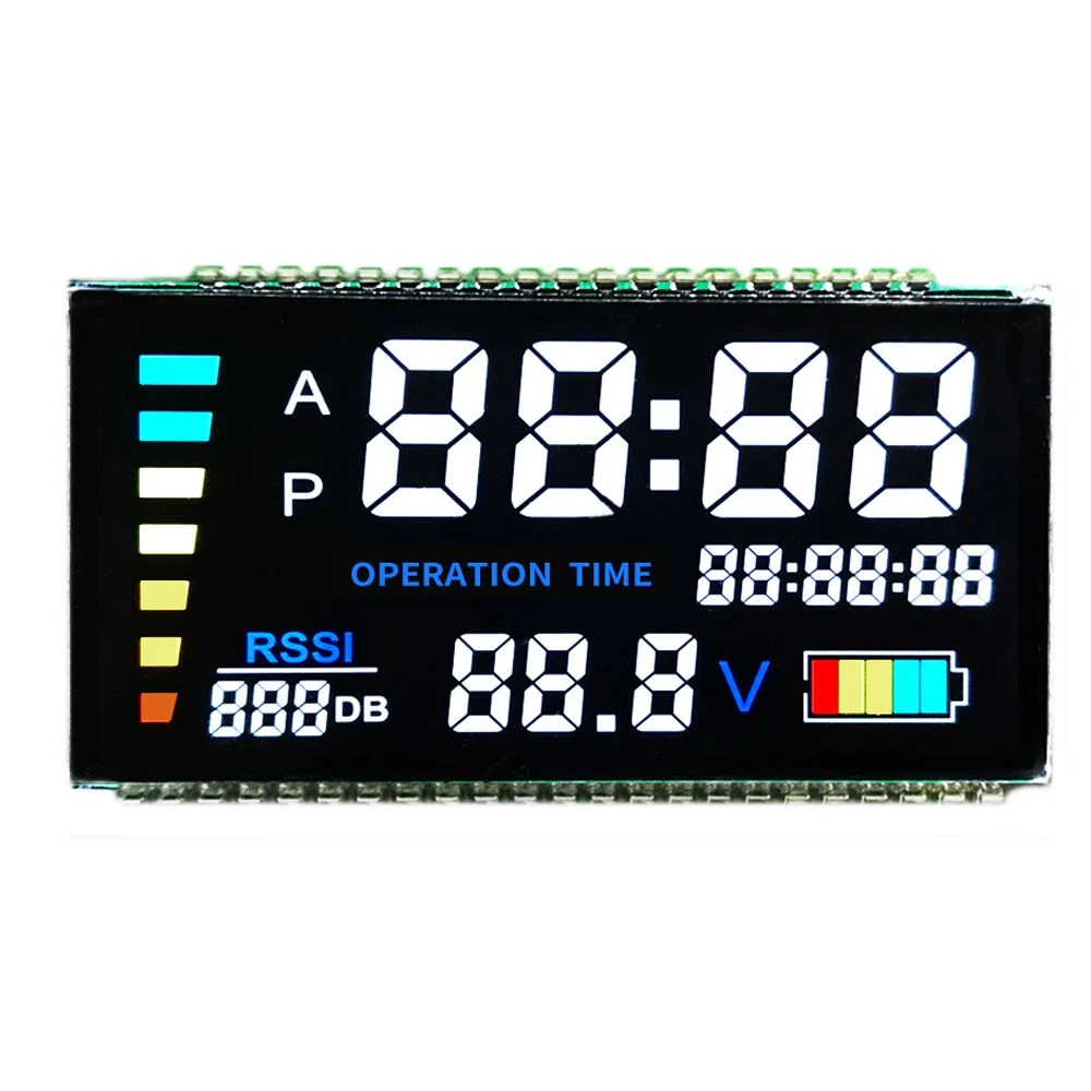 Custom VA TN Monochrome 7 Segment 8 Lcd-scherm Zwarte achtergrond met witte led-achtergrondverlichting